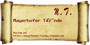 Mayerhofer Tünde névjegykártya